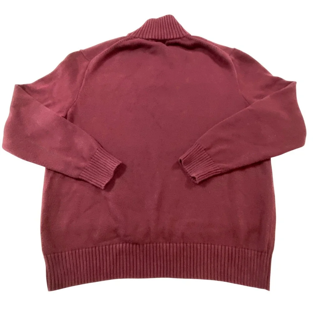 Polo Ralph Lauren Mens XL Burgundy Button Mock Neck Pullover Sweater Blue Pony - Picture 5 of 10